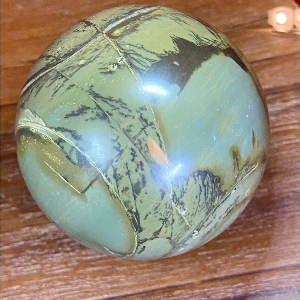 High Quality Polished Septarian Sphere w/ Wooden Stand - Picture 4 of 10